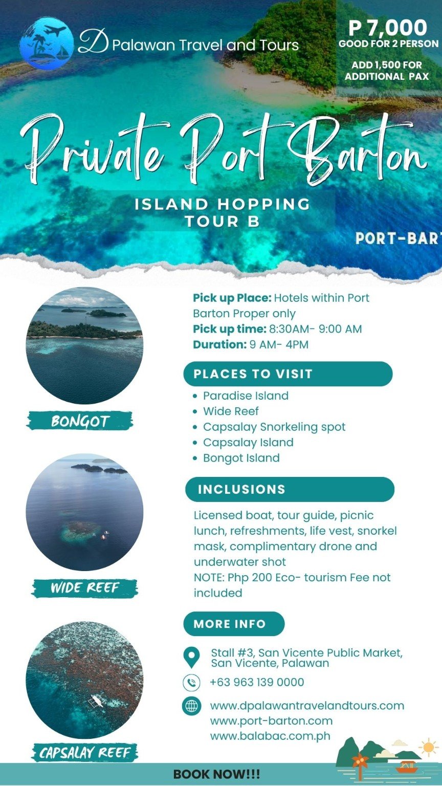 San Vicente - Port Barton Island Hopping Tour B (Private)