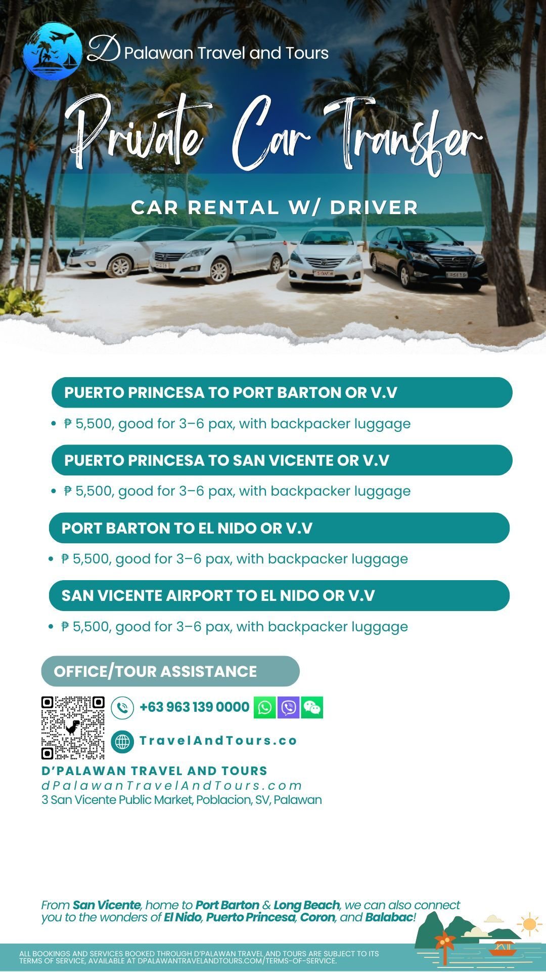 Private Car Transfer Puerto Princesa El Nido Port Barton San Vicente Palawan Philippines