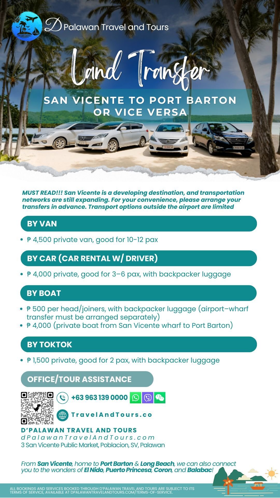 Land Transfer Puerto Princesa San Vicente Port Barton El Nido Palawan Philippines