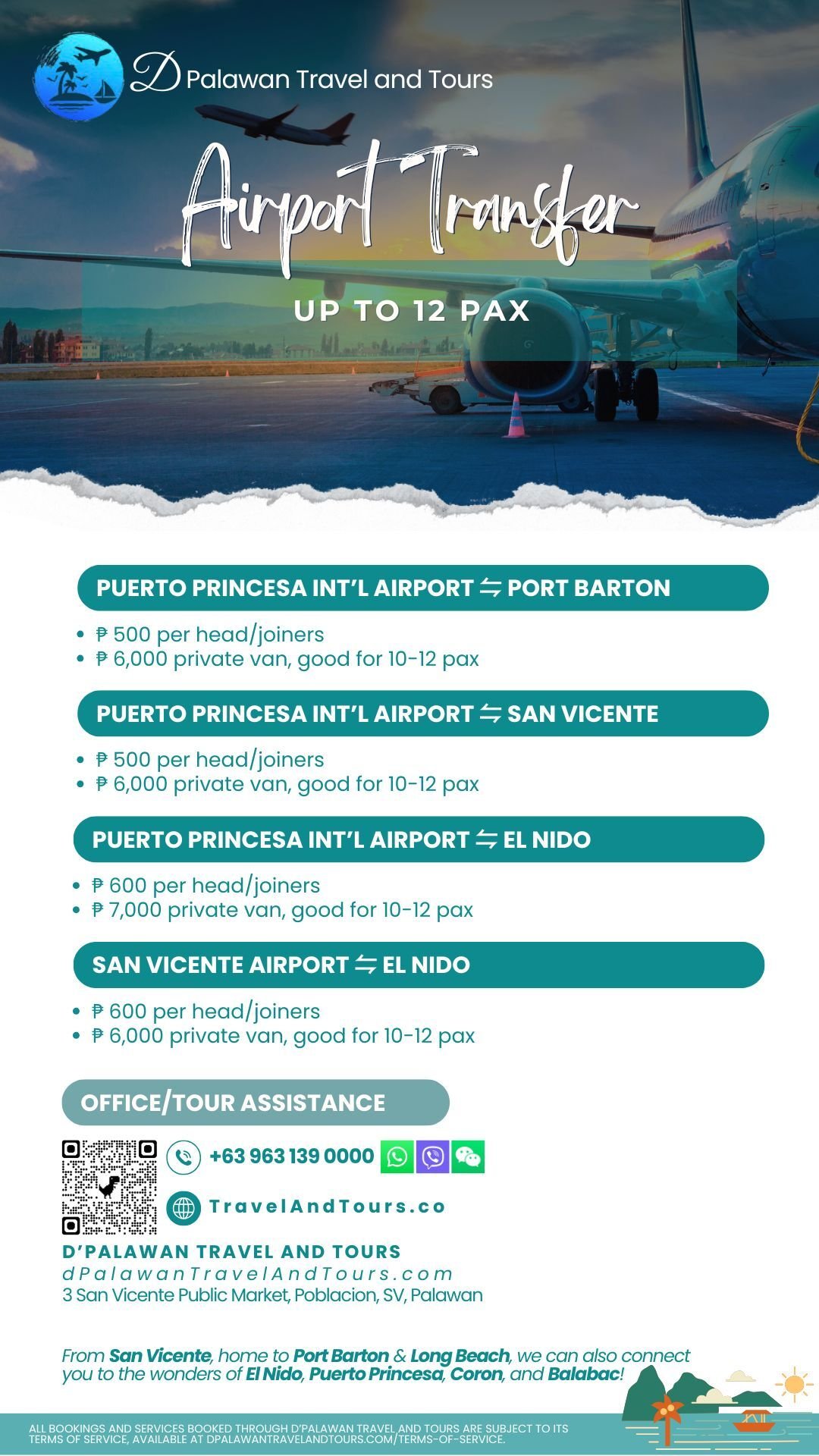 Airport Transfer Puerto Princesa El Nido Port Barton San Vicente Palawan Philippines
