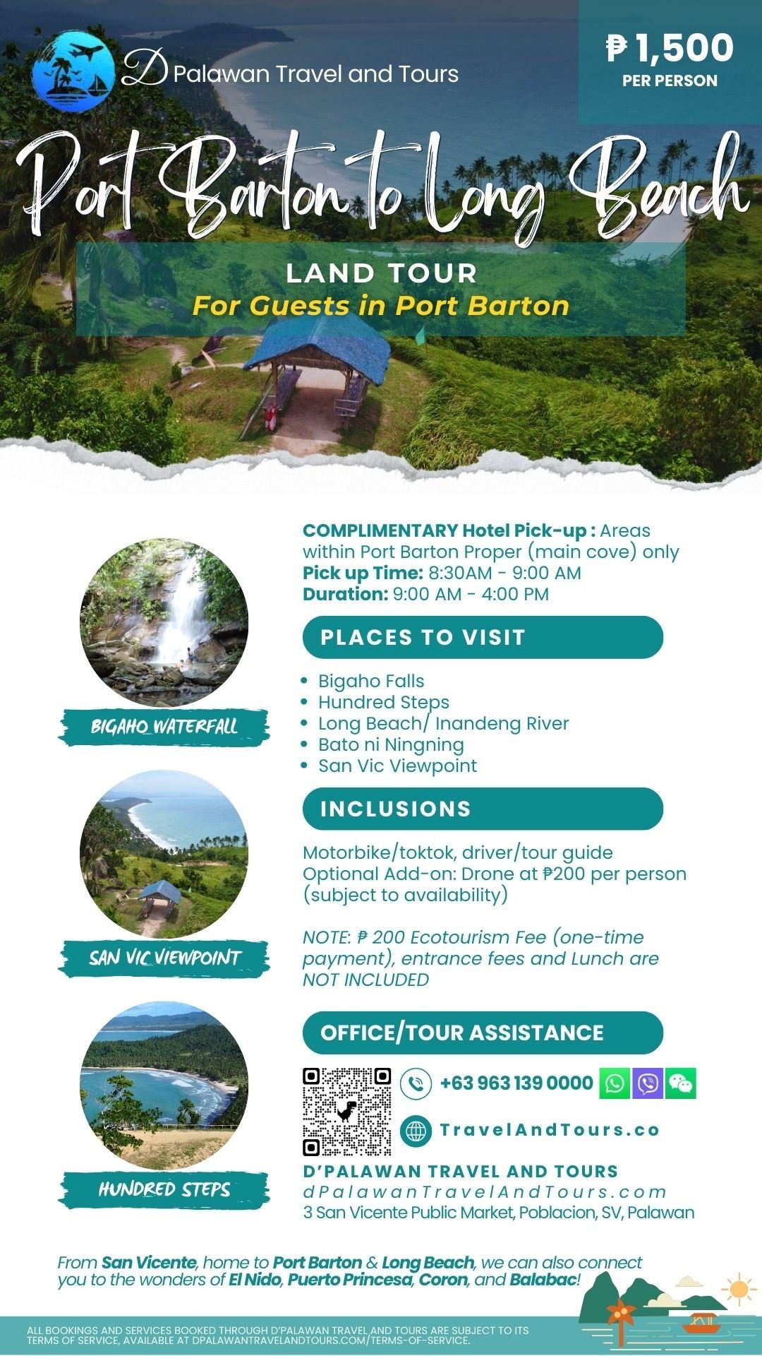 San Vicente Port Barton Land Tour to Long Beach Palawan Philippines